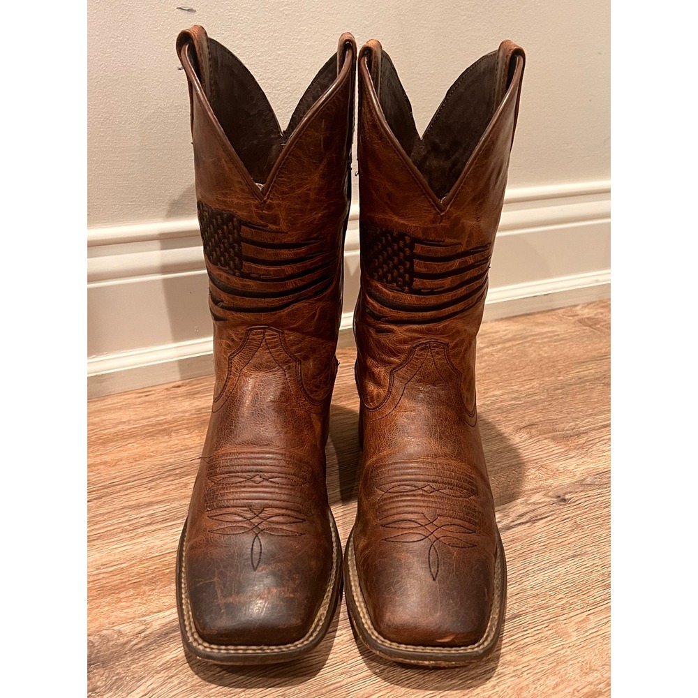 Ariat Mens Patriot Western Boots Brown Leather American Flag Square Toe Rugged 7